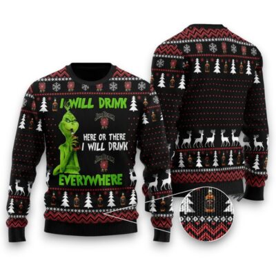 Jim Beam The Grinch Christmas Whiskey Ugly Sweaters