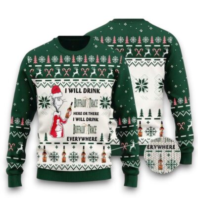Buffalo Trace The Cat In The Hat Christmas Whiskey Ugly Sweaters