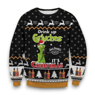 Drink Up Grinches Christmas Jack Daniel's Ugly Sweaters