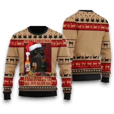 Jim Beam Is All I Want Christmas Whiskey Ugly Sweaters