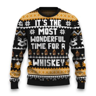 It's The Most Wonderful Time Christmas Whiskey Ugly Sweaters