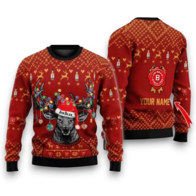 Jim Beam Reindeer Christmas Whiskey Ugly Sweaters