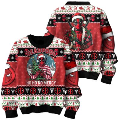 "Ho ho no mercy!" Christmas Deadpool Ugly Sweaters