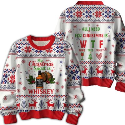 My Christmas Spirit Is Whiskey Christmas Jack Daniel's Ugly Sweaters