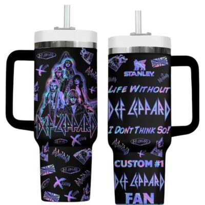 Neon-inspired Def Leppard Laser Engraved Stanley Tumblers 40oz