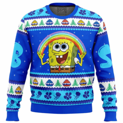Imagination Rainbow SpongeBob SquarePants Ugly Sweaters