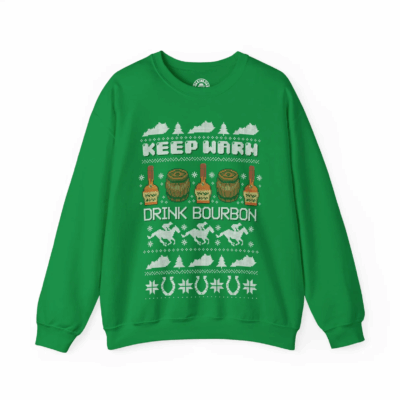Keep Warm, Drink Bourbon Christmas Whiskey Ugly Sweaters