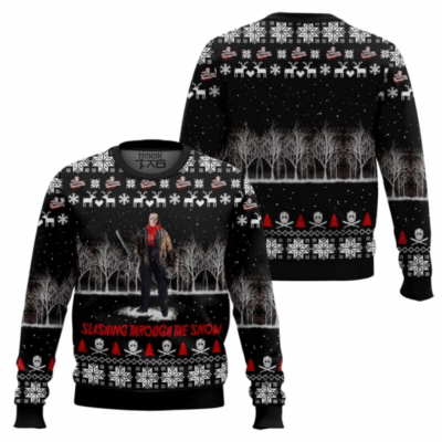 Jason Voorhees Slashing Through The Snow Horror movies Ugly Sweaters