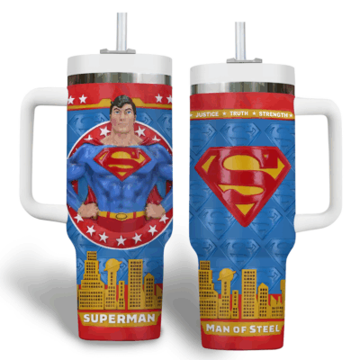 "Man of Steel" Superman Stanley Tumblers 40z