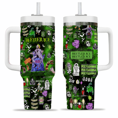 Green tone Beetlejuice Stanley Tumblers 40z