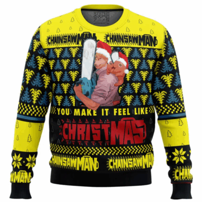 You Make It Fell Like Christmas Chainsaw Man Ugly Sweaters