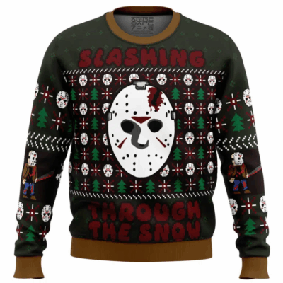 Slashing Through The Snow Jason Voorhees Friday the 13th Ugly Sweaters