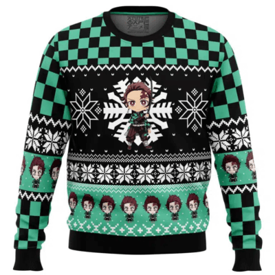 Chibi Christmas Tanjiro Kamado Demon Slayer Ugly Sweaters
