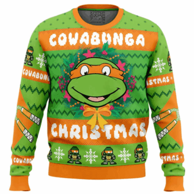 Cowabunga Michaelangelo Christmas Teenage Mutant Ninja Turtles Ugly Sweaters