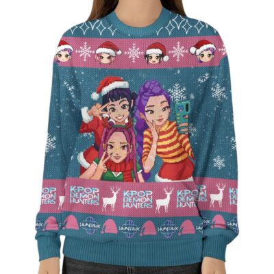 Blue KPop Demon Hunters Ugly Sweaters