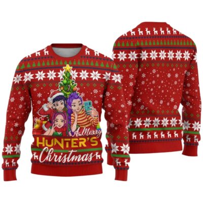 Red KPop Demon Hunters Ugly Sweaters