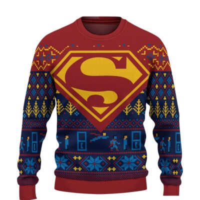 Pixel art Superman Ugly Sweaters