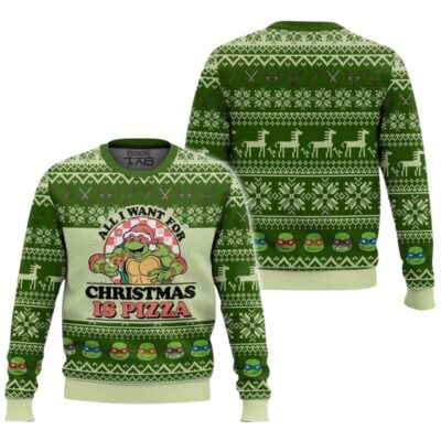 All I Want For Christmas Is Pizza Teenage Mutant Ninja Turtles Ugly Sweaters